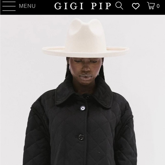 Cream/ivory Gigi Pip felt wide brim hat - Picture 2 of 12